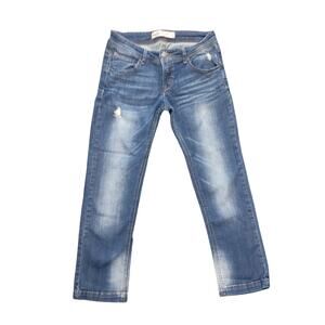 Papaya Medium Wash Faded Distressed Cropped Jeans